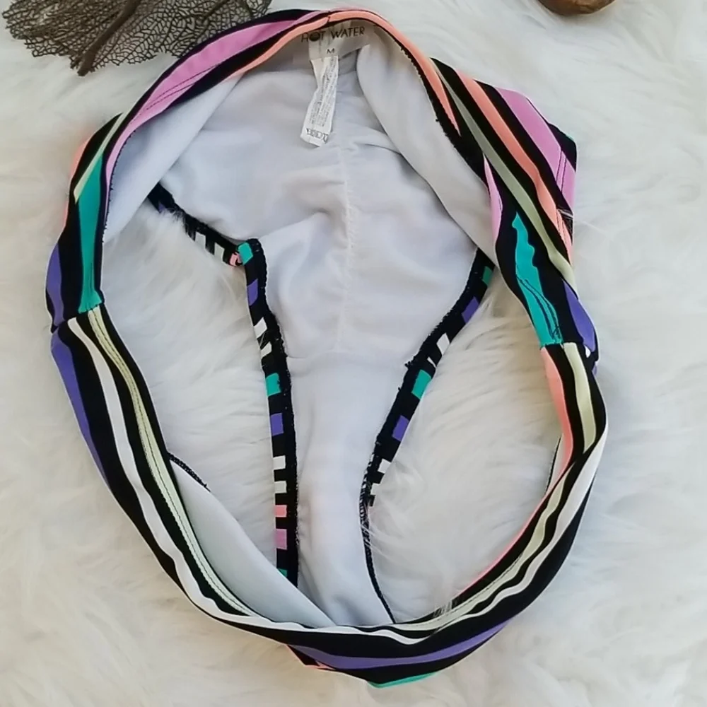 Hot Water Multicolored  Striped Bikini Bottom